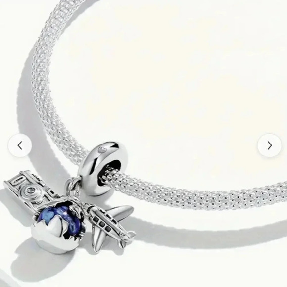 Silverplated Metallic Globe Camera Airplane Travel Themed Fashion charm Pendant - Picture 2 of 3